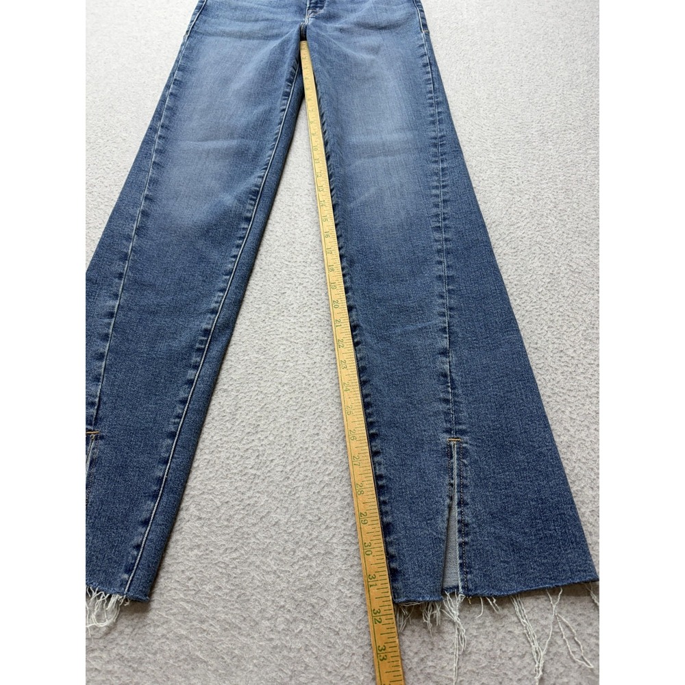 Good American Good Boy Jeans Womens 2/26 Blue High Rise Boyfriend Raw Hem Fringe - Picture 5 of 13